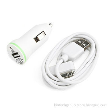 New Arrival Dual USB 2.1A Car Charger with USB Cable, 1,000mA Current Loading